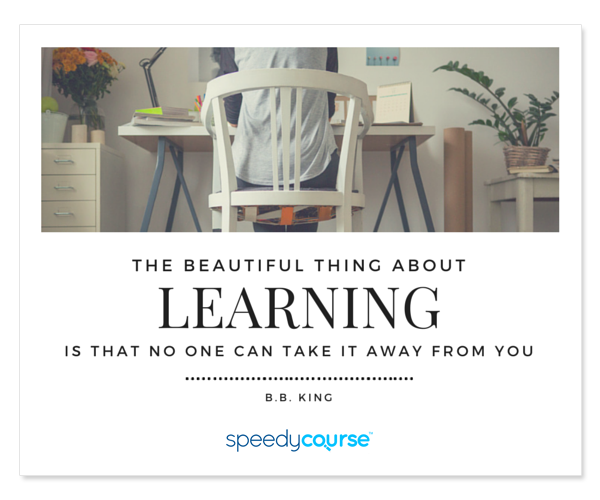 "The beautiful thing about learning is that no one can take it away from you." ― B.B. King